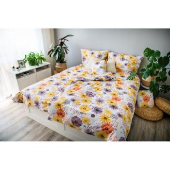 Sárga-fehér egyszemélyes pamut ágyneműhuzat 140x200 cm LP Dita Daisy – Cotton House kép