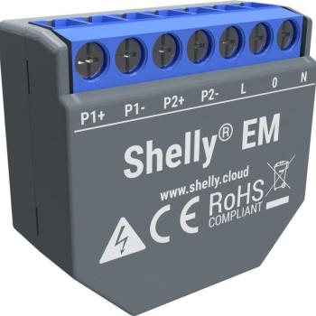 Shelly EM, fogyasztásmérő 2 x 120A - ig, 1 kimenet kép