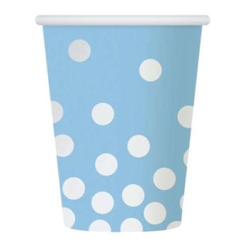 Silver Dots Blue, Pöttyös papír pohár 6 db-os 270 ml kép