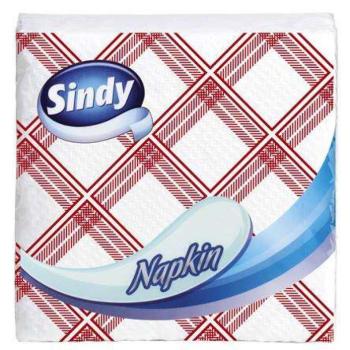 Sindy Napkin 33x33 cm piros-fehér kockás (45 lap) hajtogatott szalvéta kép