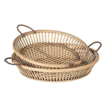 Snack tálca 50 x 50 x 9,5 cm Természetes Rattan (2 egység) kép