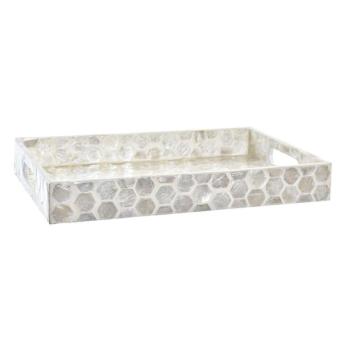 Snack tálca DKD Home Decor Mozaik Fehér Gyöngyház 30 x 20 x 4 cm Boho kép