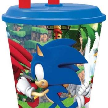 Sonic a sündisznó szívószálas pohár kép