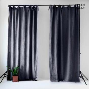 Sötétszürke függöny 140x170 cm Night Time – Linen Tales kép