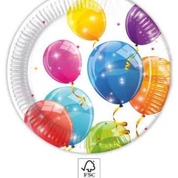 Sparkling Balloons, Lufis papírtányér 8 db-os 23 cm FSC kép