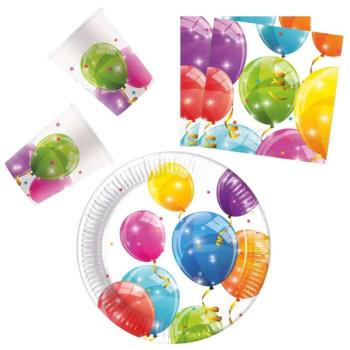 Sparkling Balloons, Lufis party szett 36 db-os 23 cm-es tányérral kép