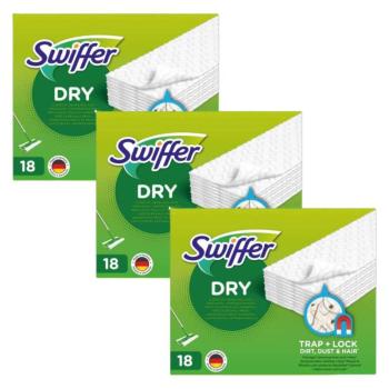 Swiffer Sweeper száraz Padlótörlő Utántöltő 3x18db - fehér kép