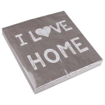 Szalvéta 33 x 33 cm 3 rétegű I love home szürke kép