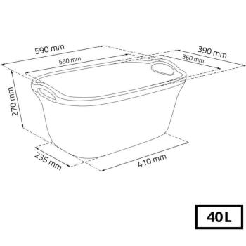 Szennyes kosár, 40 L, 60x27x39 cm, sötétszürke, CURVER kép