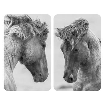 Szürke edzett üveg tűzhely fedőlap szett 2 db-os 52x30 cm Horses – Wenko kép