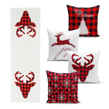 Tartan 4 db karácsonyi párnahuzat és asztali futó szett - Minimalist Cushion Covers kép