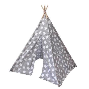 Teepee Indián sátor gyerekeknek Csillag 110 x 140 cm szürke kép