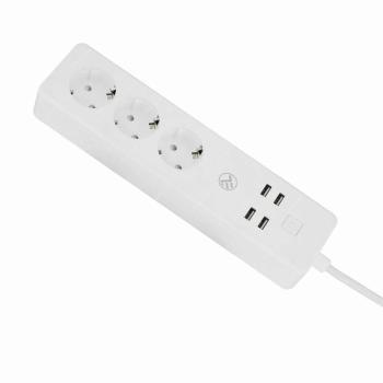 Tellur WiFi Smart Power Strip, 3 x aljzat, 4 x USB 4 A, 2200W, 10 A, 1,8 m, fehér kép