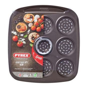 Tepsi Pizza Mini Pyrex Asimetria Horganyzott acél (9 Fülkék) (16... kép