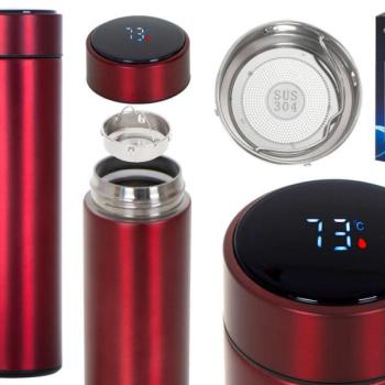 Thermos bögre smart LED 500ml bordó kép