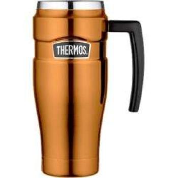 Thermos Duplafalú Termoszbögre Füllel - Travel Tumbler - Gold - 470 ml kép