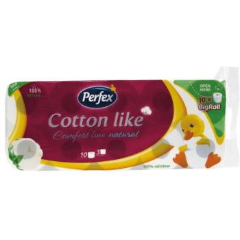 Toalettpapír 3 rétegű kistekercses 10 tekercs/csomag Cotton Line... kép