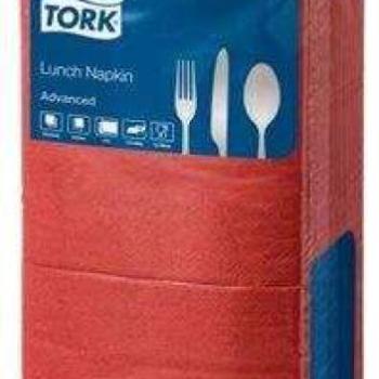 Tork Advanced szalvéta 1/4 hajtogatott, 2 rétegű 33x33cm piros  (... kép