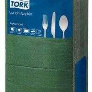 Tork Advanced szalvéta 1/4 hajtogatott, 2 rétegű 33x33cm zöld  (4... kép