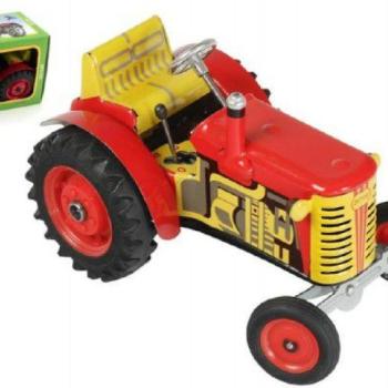 Traktor Zetor piros kulcsos fém 14cm 1:25 Kovap dobozban kép