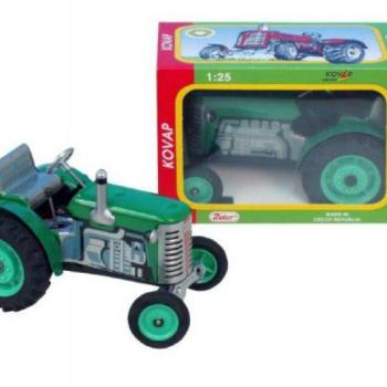 Traktor Zetor zöld kulcsos fém 14cm 1:25 Kovap dobozban kép