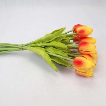 Tulipán habgumi 10 szálas 35cm - narancs kép