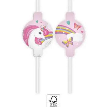 Unicorn Rainbow Colors, Unikornis papír szívószál, 4 db-os szett FSC kép