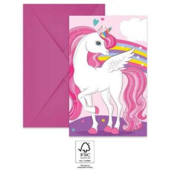 Unicorn Rainbow Colors, Unikornis Party meghívó 6 db-os FSC kép