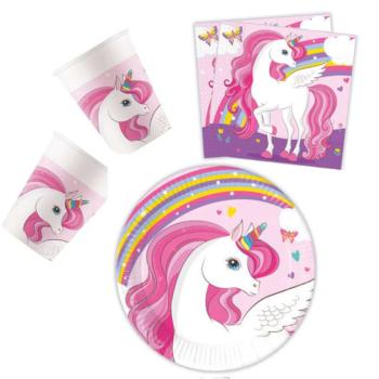 Unicorn Rainbow Colors, Unikornis party szett 36 db-os 20 cm-es t... kép