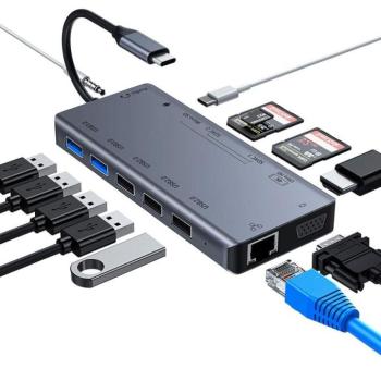 usb c hub 13 in 1 kép