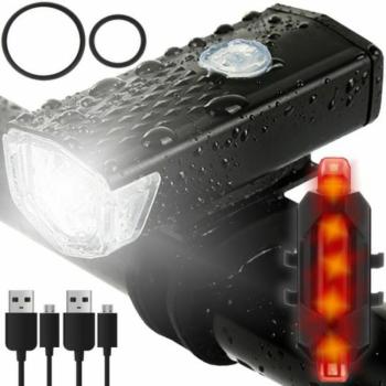 USB LED kerékpár lámpa + hátsó lámpa kép