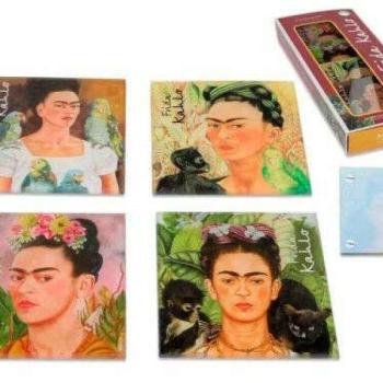 Üveg poháralátét 4db-os szett, 10,5x10,5cm, Frida Kahlo vegyes kép