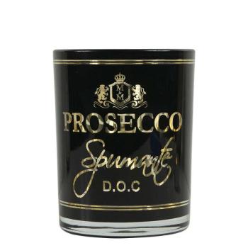 Üveg teamécses tartó, Prosecco felirattal, fekete, 12 cm kép