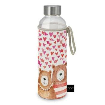 Üvegflaska borosilicate üveg, neoprén védőhuzattal, 550ml, Love Bears kép