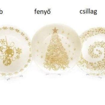 Üvegtányér arany színű karácsonyi dekorral, 33.5cm kép
