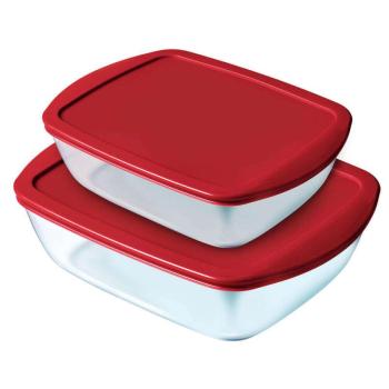 Uzsonnás doboz szett Pyrex Cook &amp;amp; Store Kristály Piros (2 pcs) kép