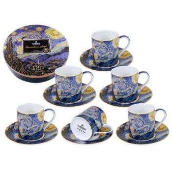 Van Gogh Csillagos éj porcelán csésze aljjal 200 ml - 6 személyes... kép