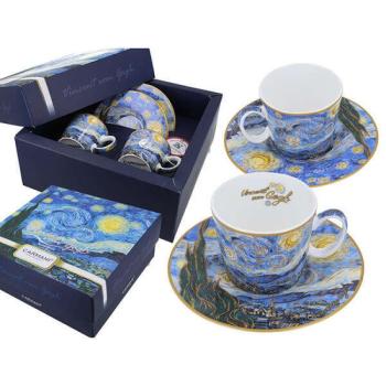 Van Gogh Csillagos éj porcelán csésze aljjal készlet 125 ml - 2 s... kép