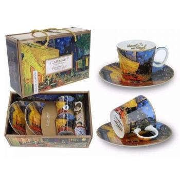 Van Gogh Kávéház éjjel porcelán espresso csésze aljjal készlet 10... kép