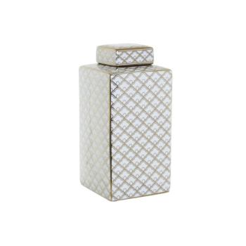 Váza DKD Home Decor 14,5 x 14,5 x 30 cm Porcelán Aranysàrga Fehér kép