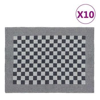 vidaXL 10 db fekete-fehér pamut konyhai törölköző 50 x 70 cm kép