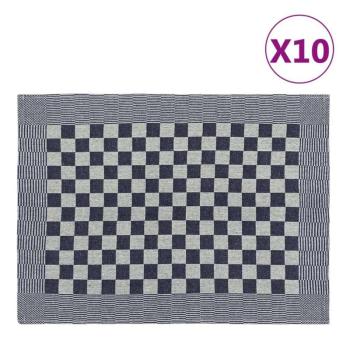 vidaXL 10 db kék-fehér pamut konyhai törölköző 50 x 70 cm kép