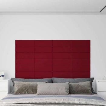 vidaXL 12 db bordó bársony fali panel 90 x 15 cm 1,62 m² kép