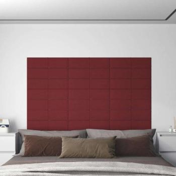 vidaXL 12 db bordó szövet fali panel 60x15 cm 1,08 m² kép