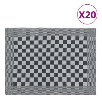 vidaXL 20 db fekete-fehér pamut konyhai törölköző 50 x 70 cm kép