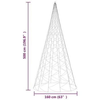 vidaXL karácsonyfa zászlórúdon 1400 kék LED-del 500 cm kép