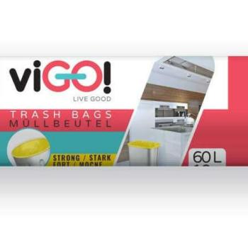 ViGO! Szemeteszsák LDPE sárga 60 l / 10 db, 60x80 cm kép