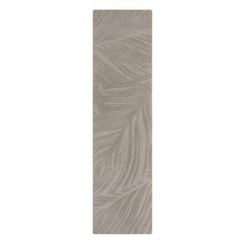 Világosszürke gyapjú futószőnyeg 60x230 cm Lino Leaf – Flair Rugs kép