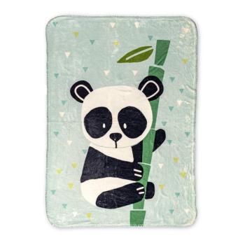 Világoszöld mikroszálas gyerek takaró 140x110 cm Panda – Moshi Moshi kép