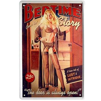 Vintage Dekor Fémtábla, dombornyomott, &#039;Bedtime Story&#039; felirat, r... kép